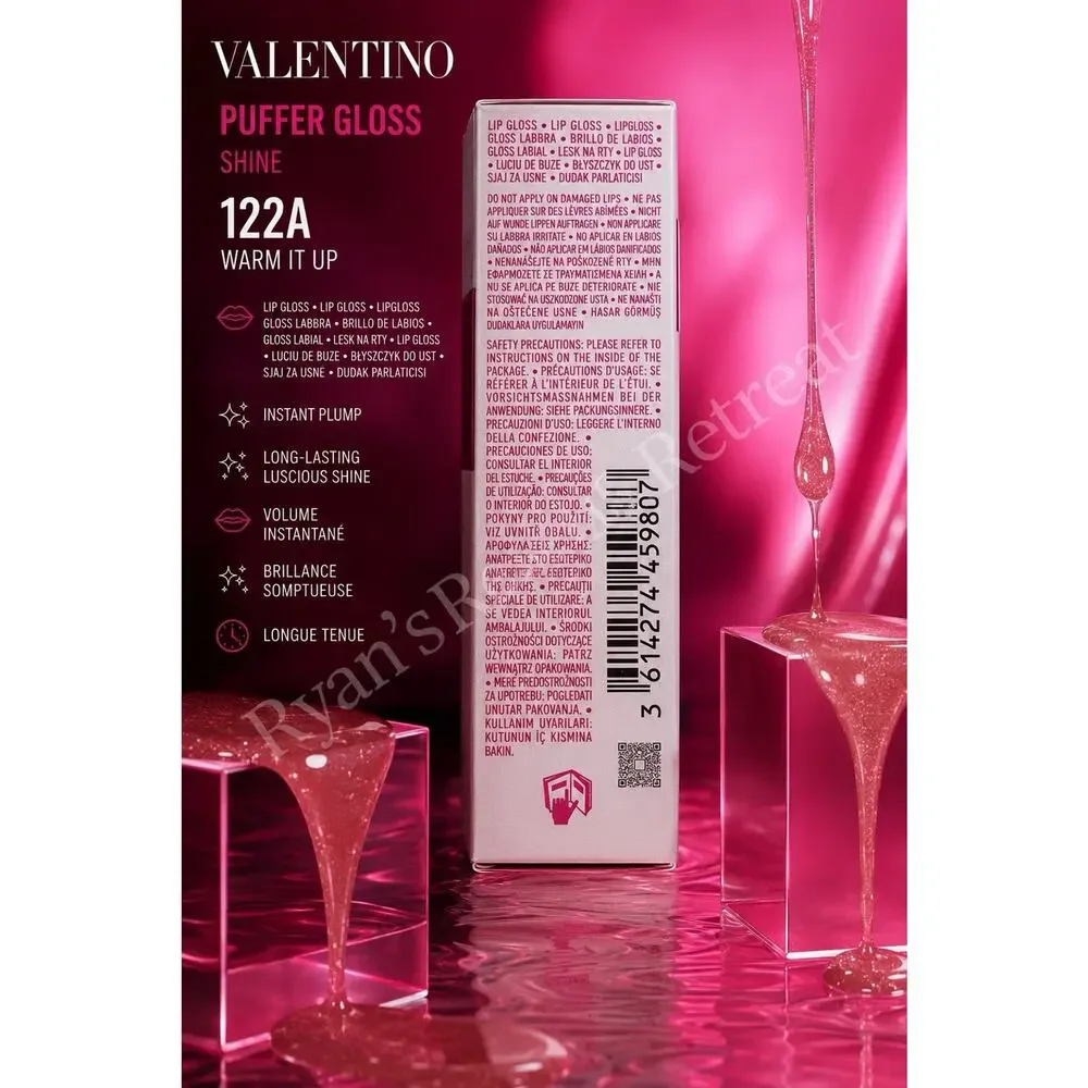 Valentino Puffer Gloss Shine 122A Warm It Up Lip Gloss Plumping 6.5ml New